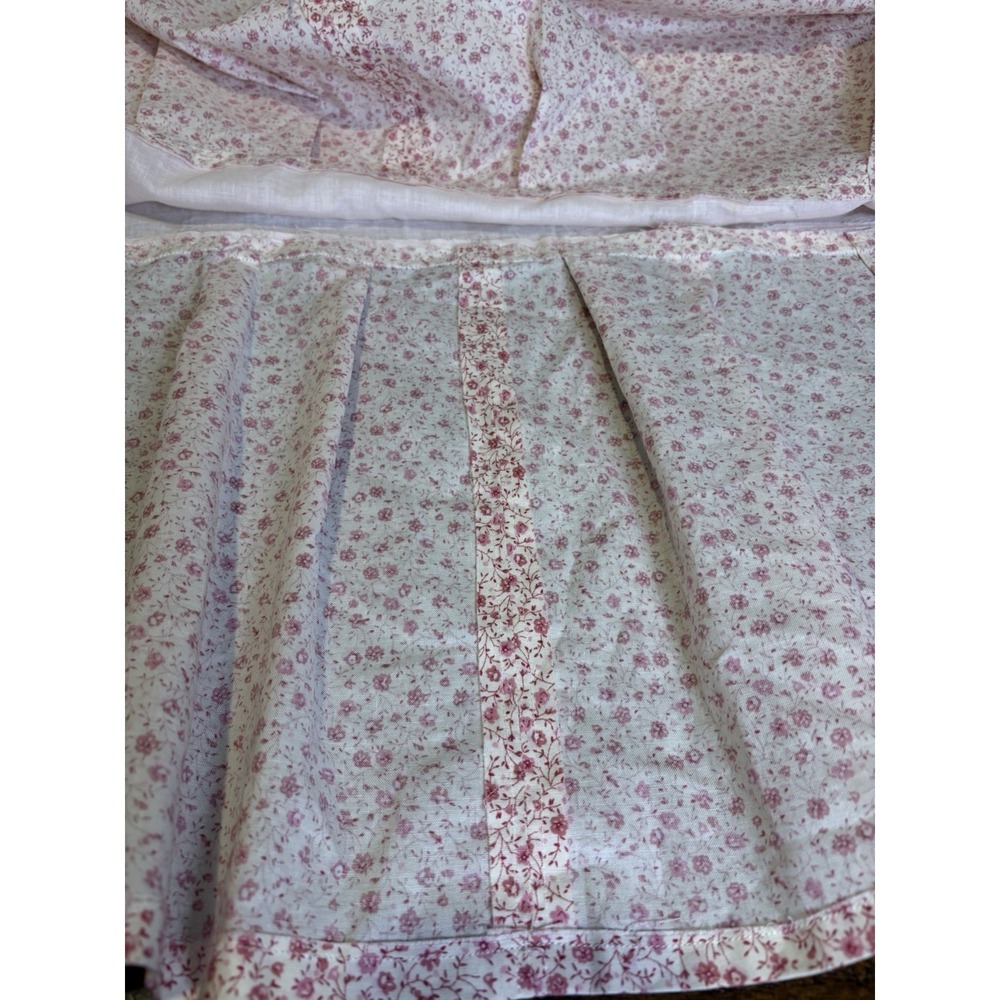 Girls Pink Calico Ditzy Floral Print Crib Skirt Shabby Chic Cottagecore Feminine - Picture 7 of 14